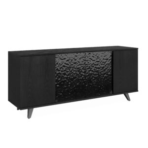 Sideboard Zelia Holz/Glas Schwarz Holzwerkstoff Bessagi Home Wohnzimmermöbel Schwarz