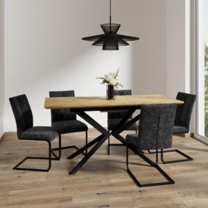 Schwingstuhl Colien Dunkelgrau Webstoff Gepolstert Holz, Metall, Textil Bessagi Home Möbel > Stühle > Esszimmerstühle > Schwingstühle Grau