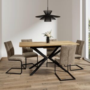 Schwingstuhl Colien Braun Webstoff Gepolstert Holz, Metall, Textil Bessagi Home Möbel > Stühle > Esszimmerstühle > Schwingstühle Braun