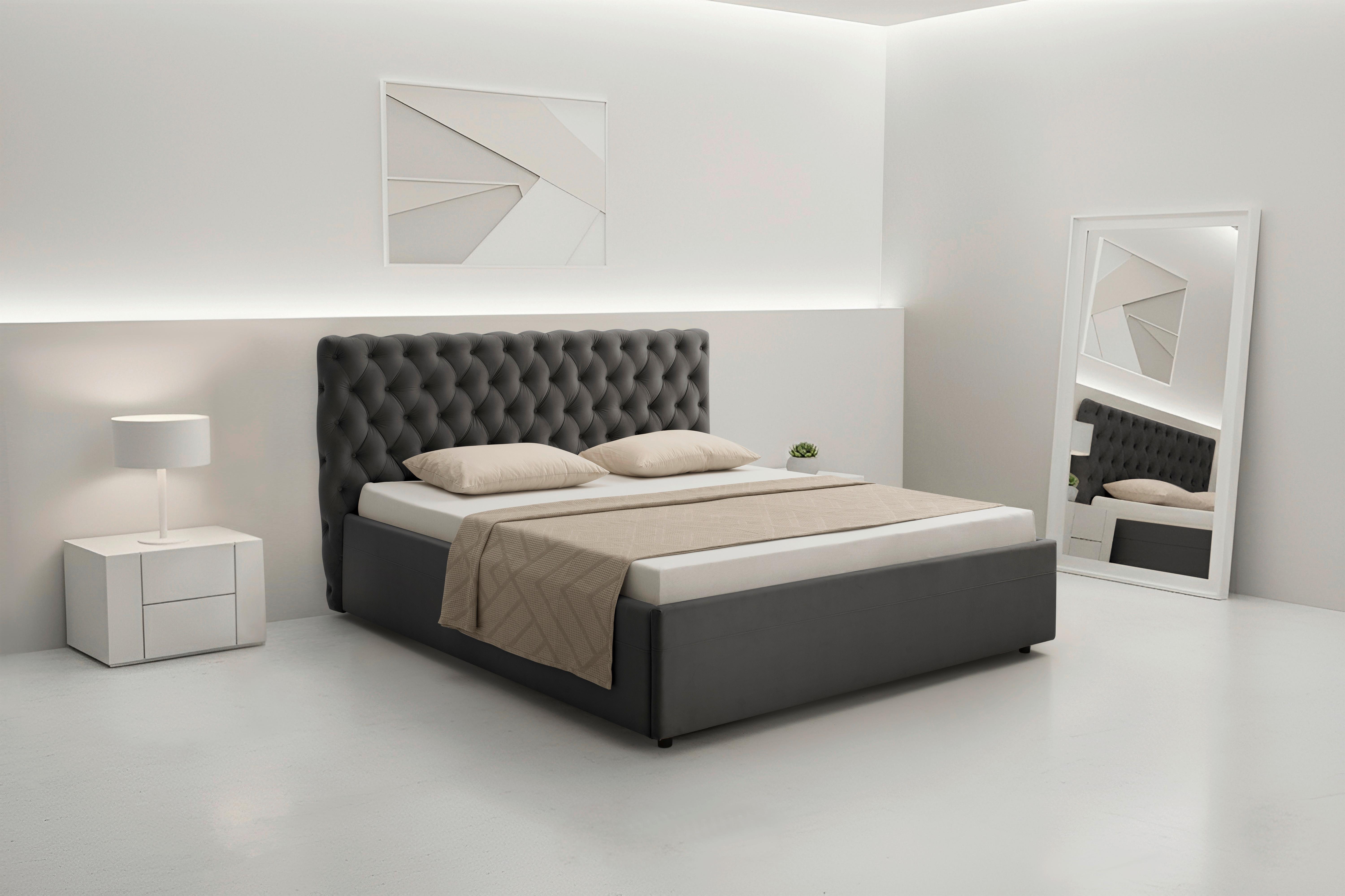 Polsterbett Katar Grau ca. 140x200cm Textil Mömax Möbel > Betten > Polsterbetten Grau