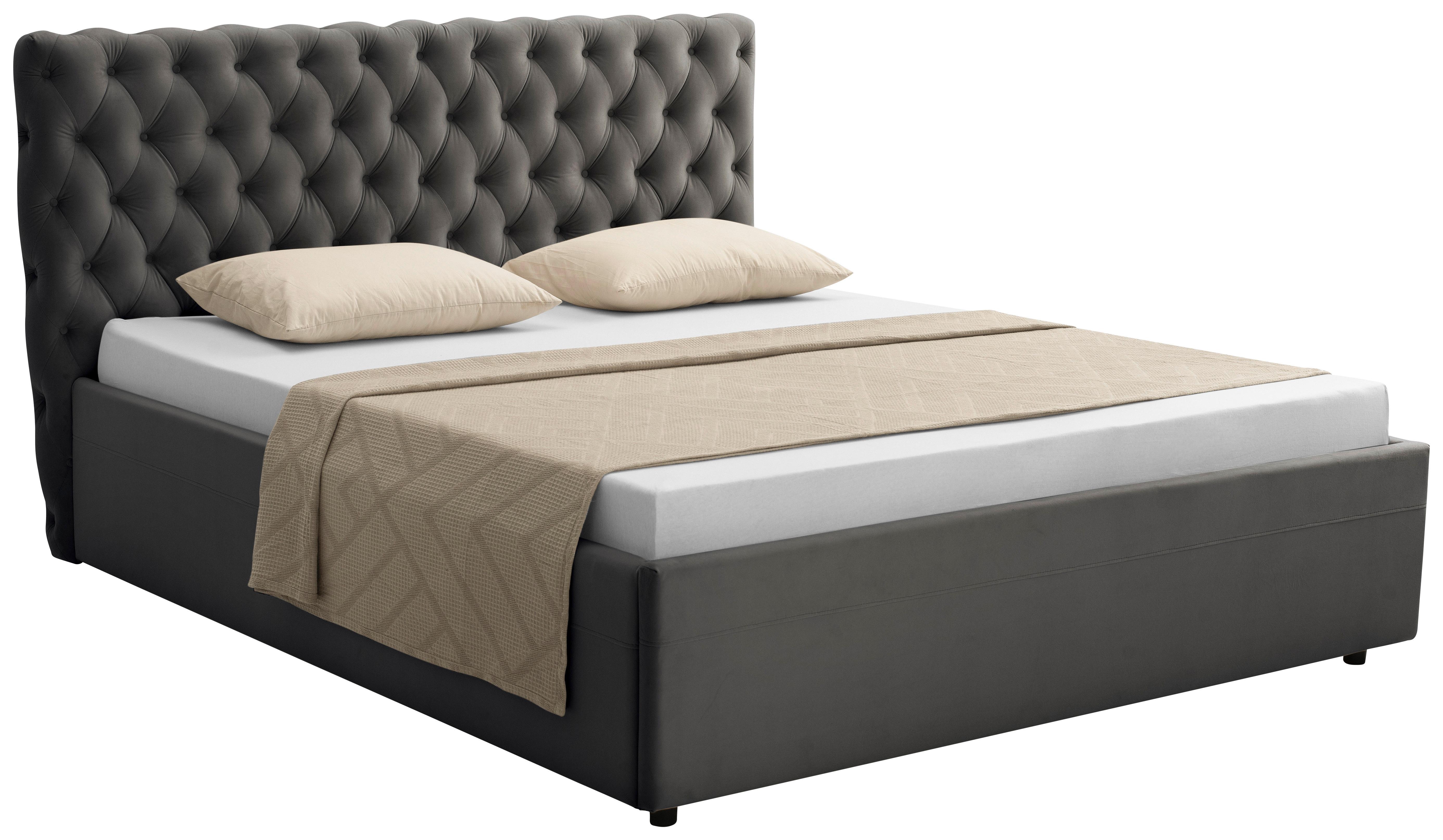 Polsterbett Katar Grau ca. 180x200cm Textil Mömax Möbel > Betten > Doppelbetten Anthrazit