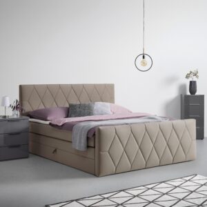 Boxspringbett Josie B Beige ca. 180x200cm Holz, Holzwerkstoff Mömax Möbel > Betten > Doppelbetten Beige