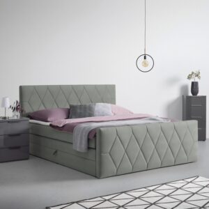 Boxspringbett Josie B Grau ca. 160x200cm Holz, Textil, Holzwerkstoff Mömax Möbel > Betten > Boxspringbetten Grau