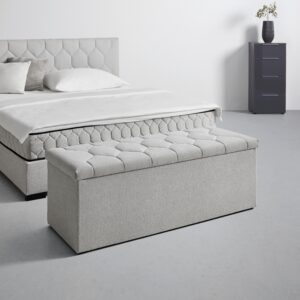 wohnli-moebel-suche-001523000304-1 Bettbank Maya Hellgrau Kunststoff, Textil, Holzwerkstoff Mömax Möbel > Bänke > Sitzbänke Grau