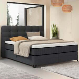 Boxspringbett Carmen C Anthrazit ca. 180x200cm Holz, Textil, Holzwerkstoff Premium Living Möbel > Betten > Doppelbetten Anthrazit