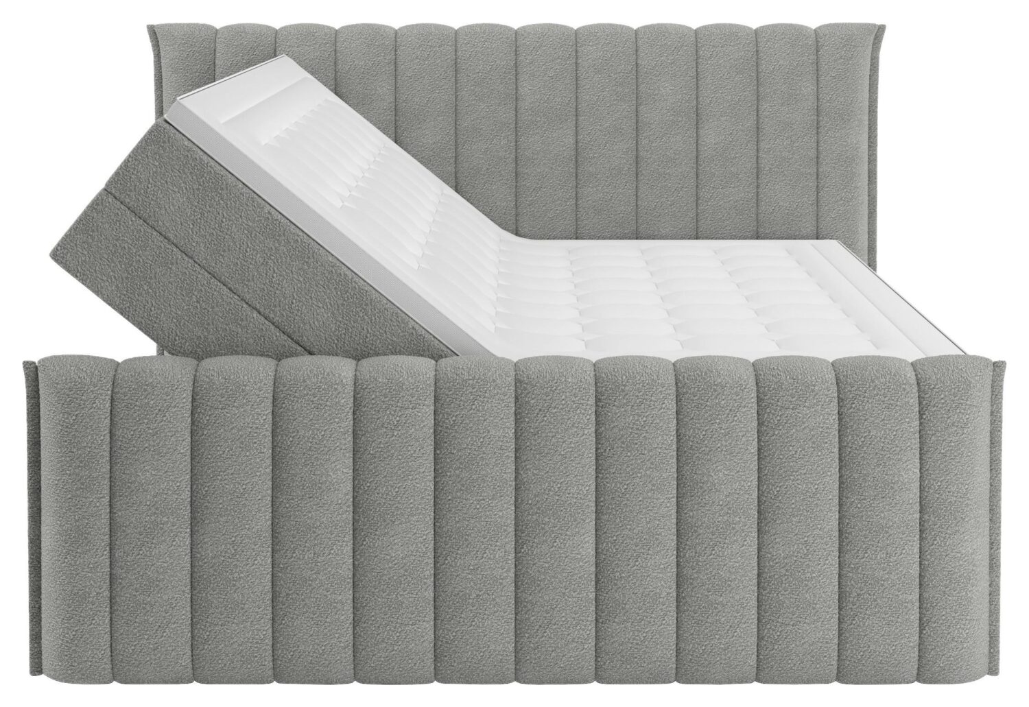 Boxspringbett Lina Grau ca. 160x200cm Holz, Textil, Holzwerkstoff Premium Living Möbel > Betten > Boxspringbetten Grau