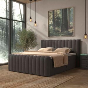 wohnli-moebel-suche-001523002023-1 Boxspringbett Lina Anthrazit ca. 160x200cm Holz, Textil, Holzwerkstoff Premium Living Möbel > Betten > Boxspringbetten Anthrazit
