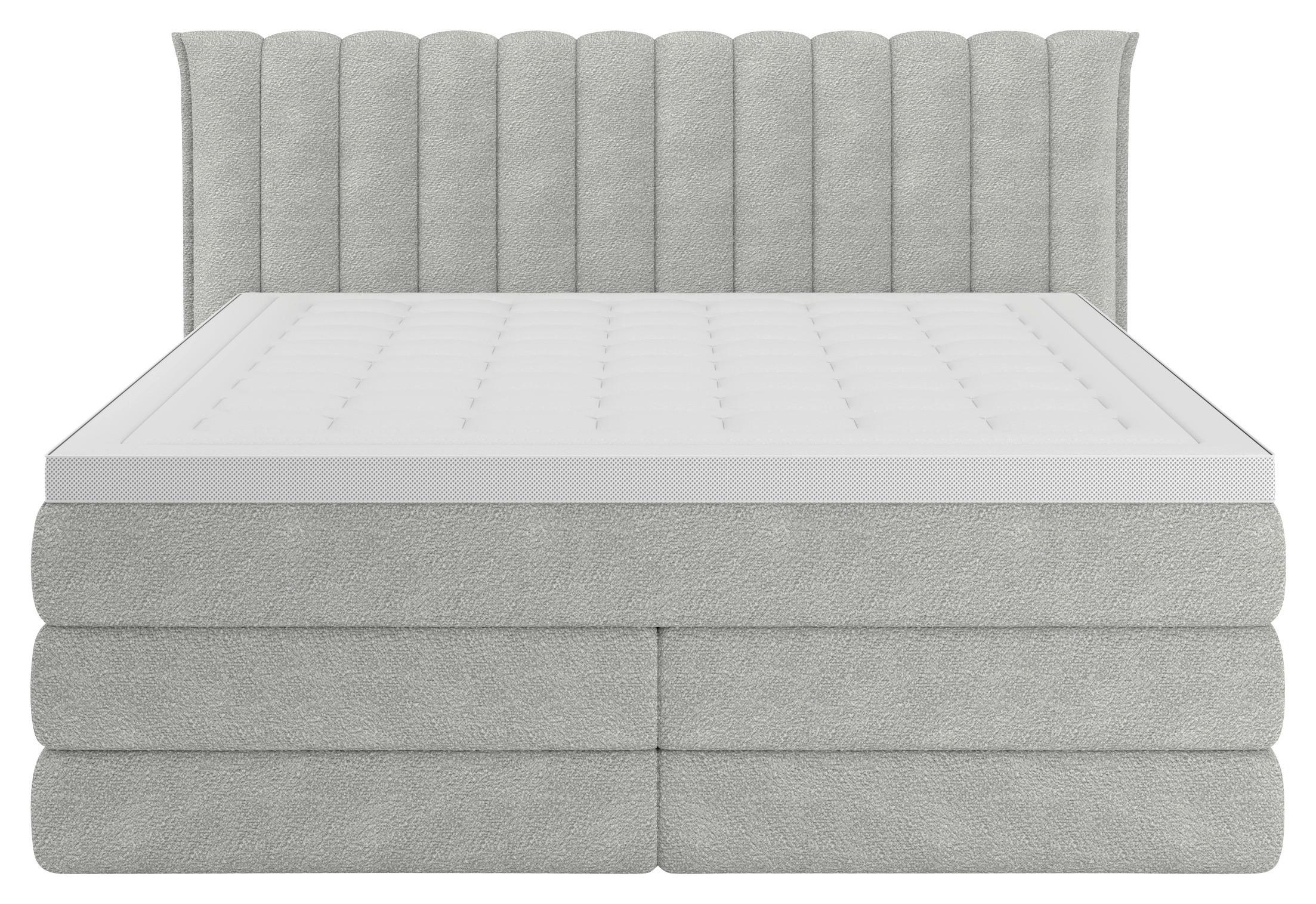 Boxspringbett Lina Hellgrau ca. 180x200cm Holz, Kunststoff, Textil, Holzwerkstoff Premium Living Möbel > Betten > Doppelbetten Grau