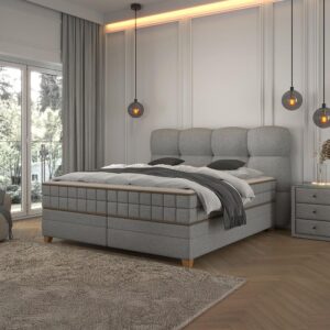 Boxspringbett Bianco Taupe ca. 160x200cm Holz, Metall, Textil, Holzwerkstoff Premium Living Möbel > Betten > Boxspringbetten Taupe