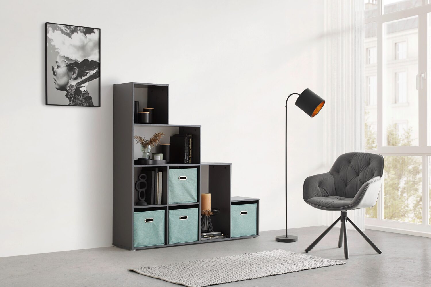 Regal Cassa 2 Anthrazit Holzwerkstoff Mömax Wohnzimmermöbel Anthrazit