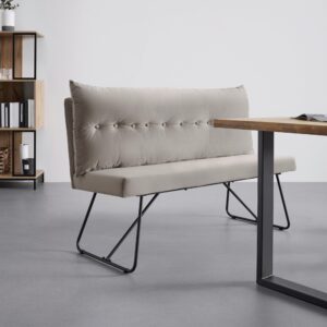 Sitzbank Bono Beige Samt Gepolstert Holz, Metall, Textil Bessagi Home Möbel > Bänke > Sitzbänke Beige