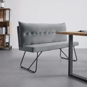 Sitzbank Bono Grau Samt Gepolstert Holz, Metall, Textil Bessagi Home Möbel > Bänke > Sitzbänke Grau