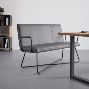Sitzbank Bosco Grau Lederlook Gepolstert Holz, Metall, Textil Bessagi Home Möbel > Bänke > Sitzbänke Grau