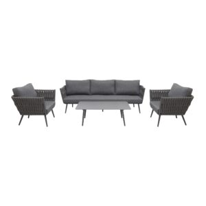 wohnli-moebel-suche-001565000101-1 Loungegarnitur Mila Dunkelgrau Aluminium/Outdoorstoff Metall, Textil Bessagi Garden Garten & Outdoor > Loungemöbel > Loungegarnituren Grau