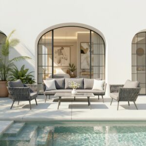 Wohnli Möbelsuche - Loungegarnitur Mila Dunkelgrau Aluminium/Outdoorstoff