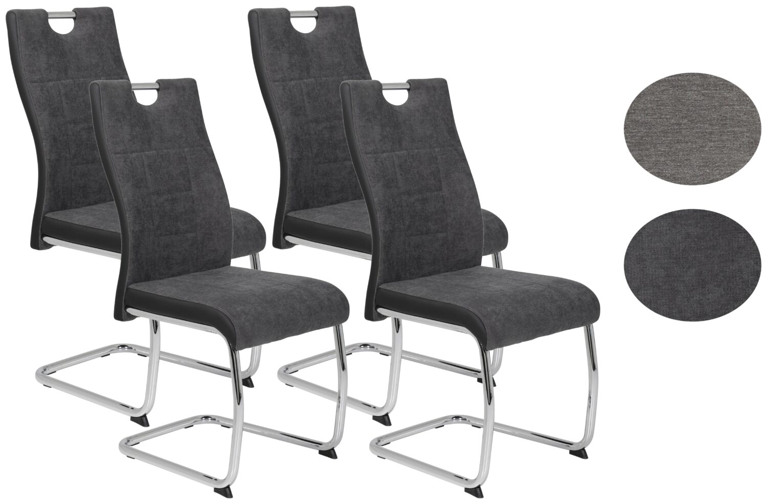 Wohnli Möbelsuche - Schwingstuhl Alina 4er-Set Anthrazit Webstoff