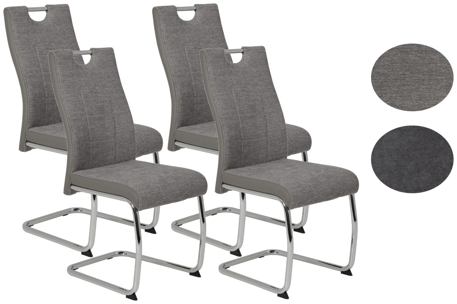 Wohnli Möbelsuche - Schwingstuhl Alina 4er-Set Grau Webstoff