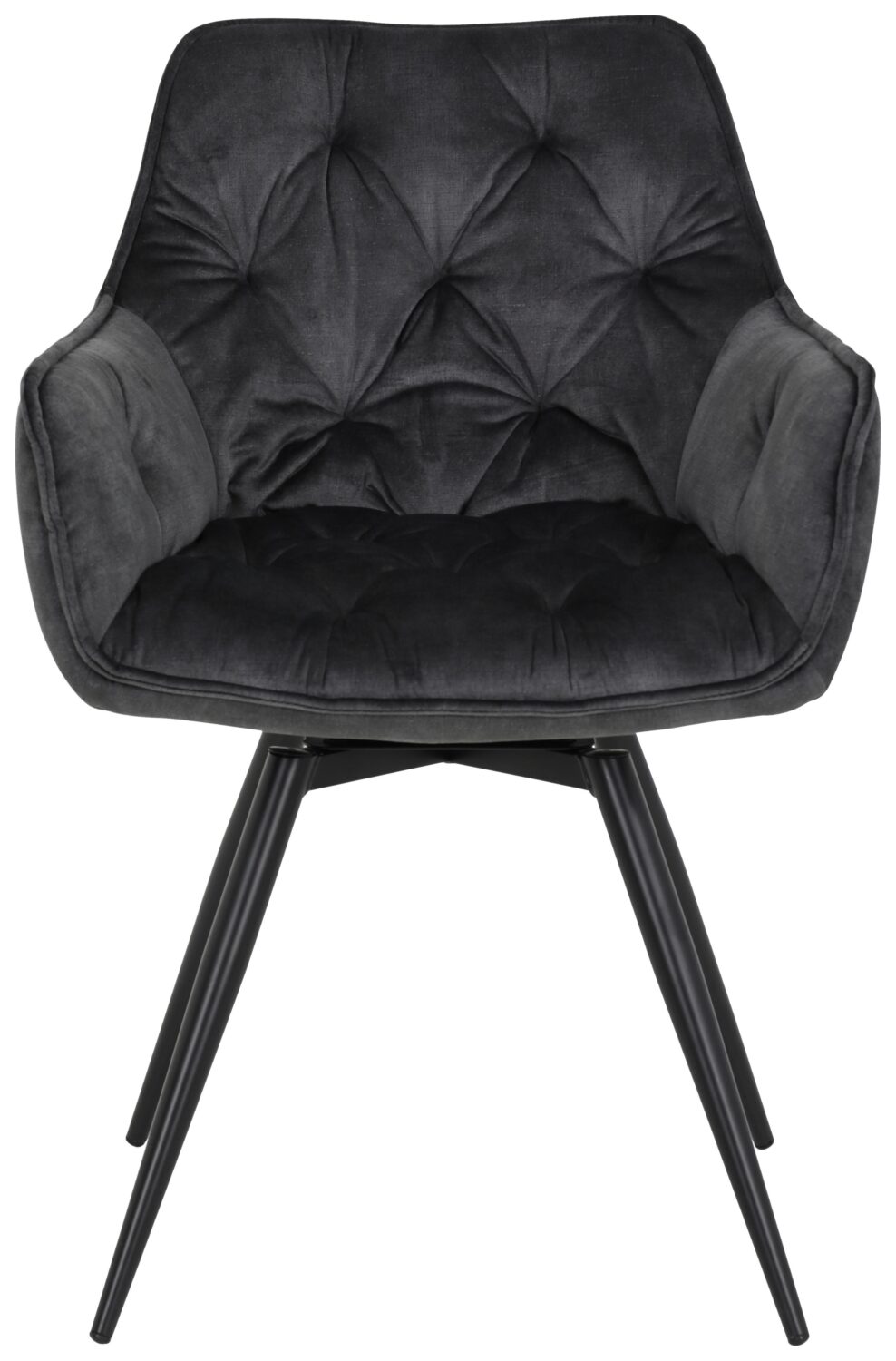 Armlehnstuhl Florentina Samt Anthrazit gepolstert 2er-Set Metall, Textil MID.YOU Möbel > Stühle > Stuhl-Sets > Esszimmerstühle Sets Anthrazit