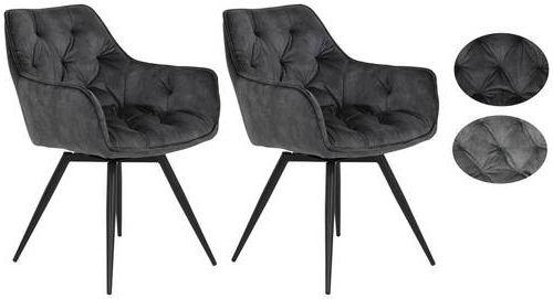 Wohnli Möbelsuche - Armlehnstuhl Florentina Samt Anthrazit gepolstert 2er-Set