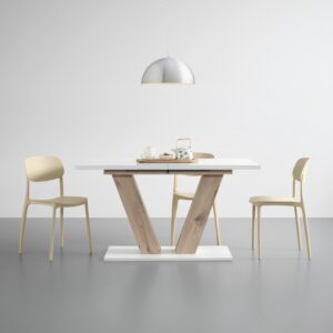 wohnli-moebel-suche-001606036601-1 Ausziehtisch Hamm T Weiß/Eiche ca. 140-180x90x76cm Holzwerkstoff Mömax Möbel > Tische > Esstische Weiß