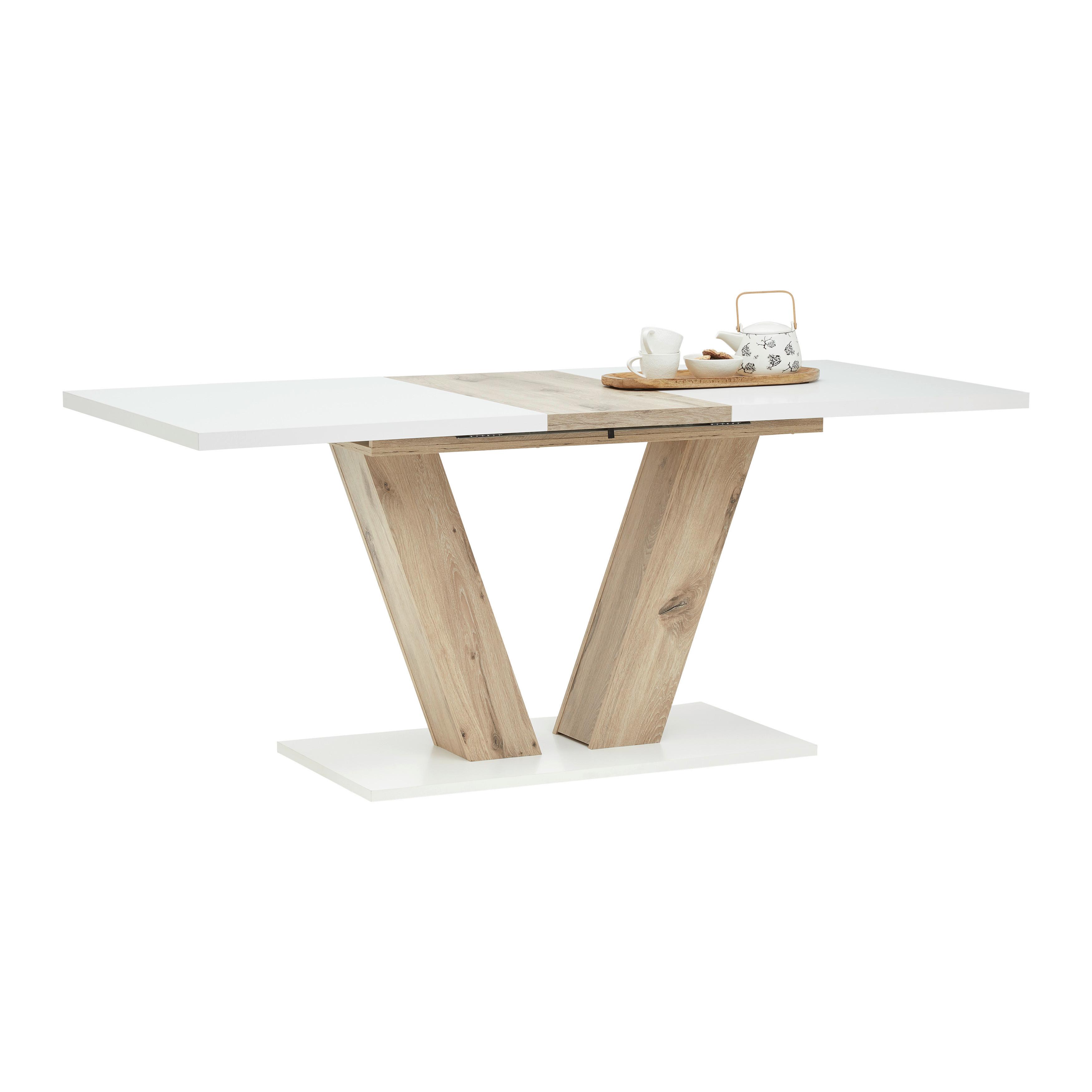 wohnli-moebel-suche-001606036601 Wohnli Möbelsuche - Ausziehtisch Hamm T Weiß/Eiche ca. 140-180x90x76cm