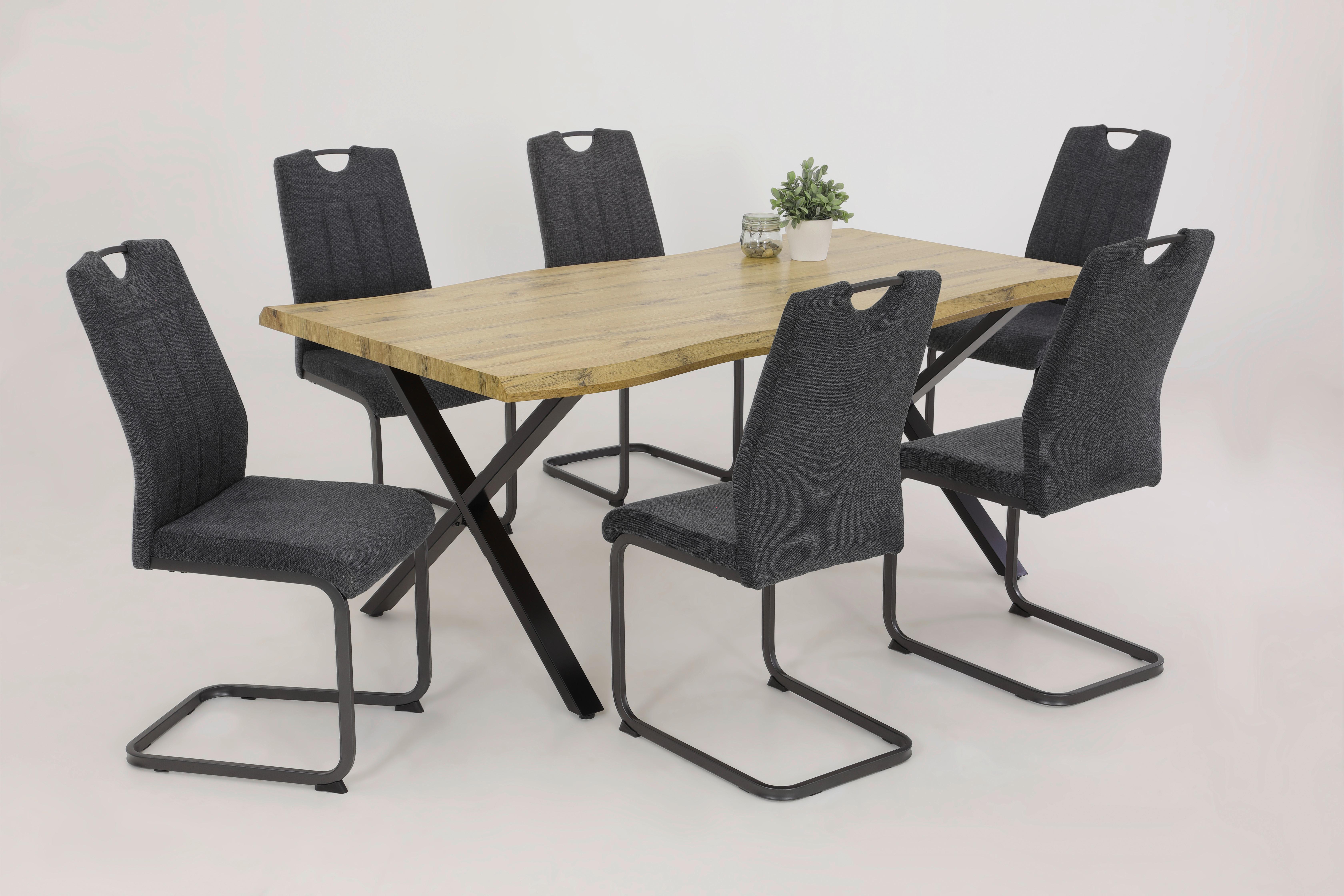 Schwingstuhl-Set Britta S 4er-Set ca. 44x100cm Anthrazit Metall, Textil MID.YOU Möbel > Stühle > Stuhl-Sets > Esszimmerstühle Sets Anthrazit