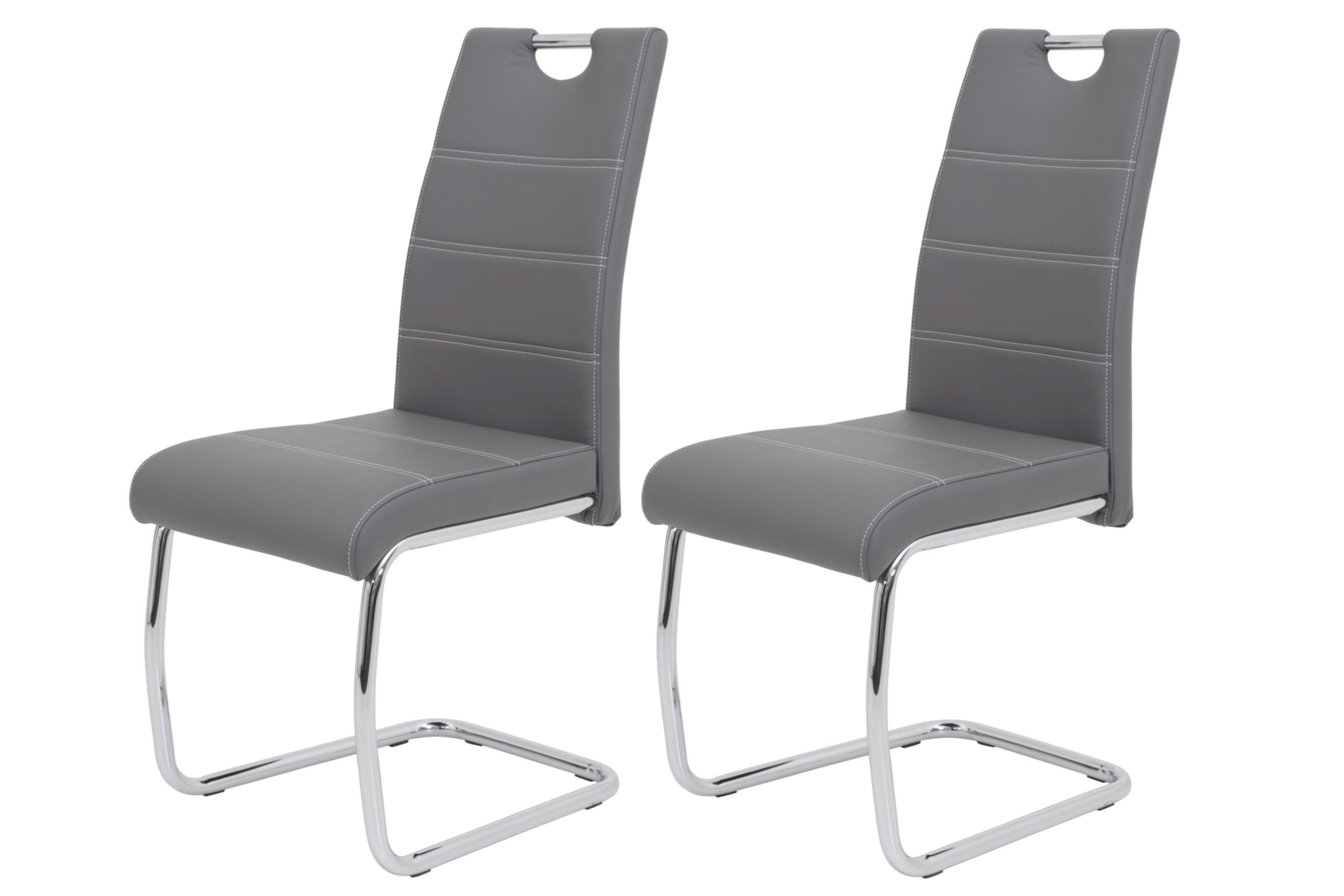 Wohnli Möbelsuche - Schwingstuhl-Set Flora 2er-Set ca. 43x98 cm Lederlook Grau