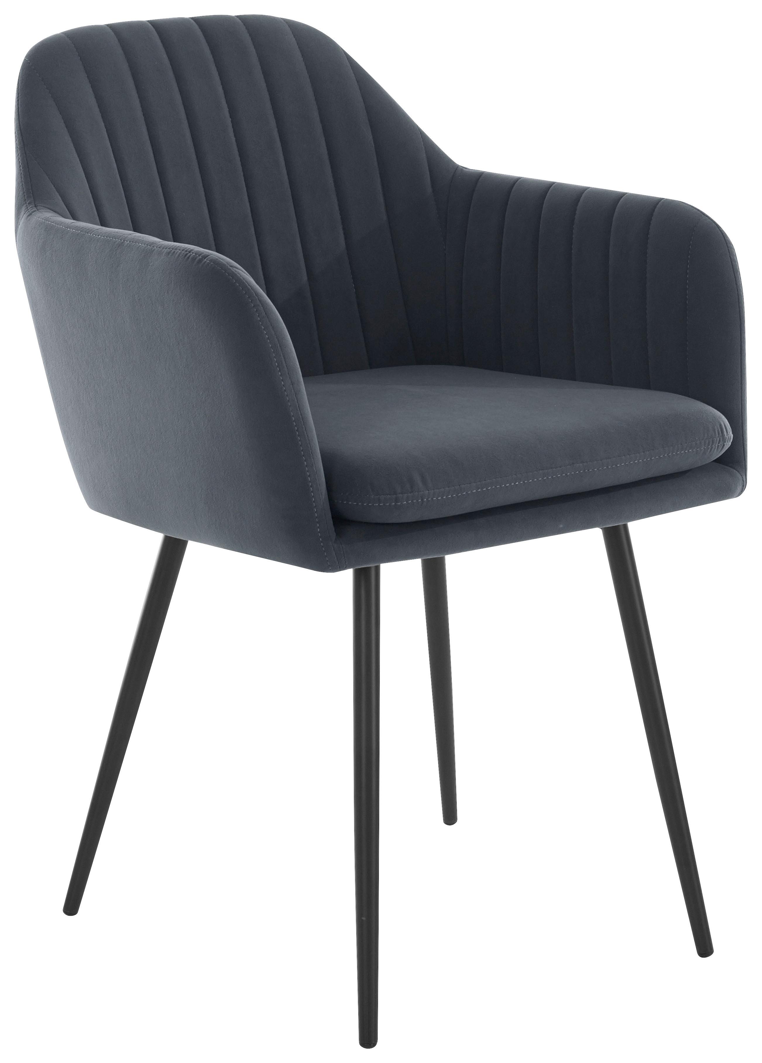 Armlehnstuhl Mila 2er-Set Grau Samt Metall, Textil MID.YOU Möbel > Stühle > Stuhl-Sets > Esszimmerstühle Sets Grau