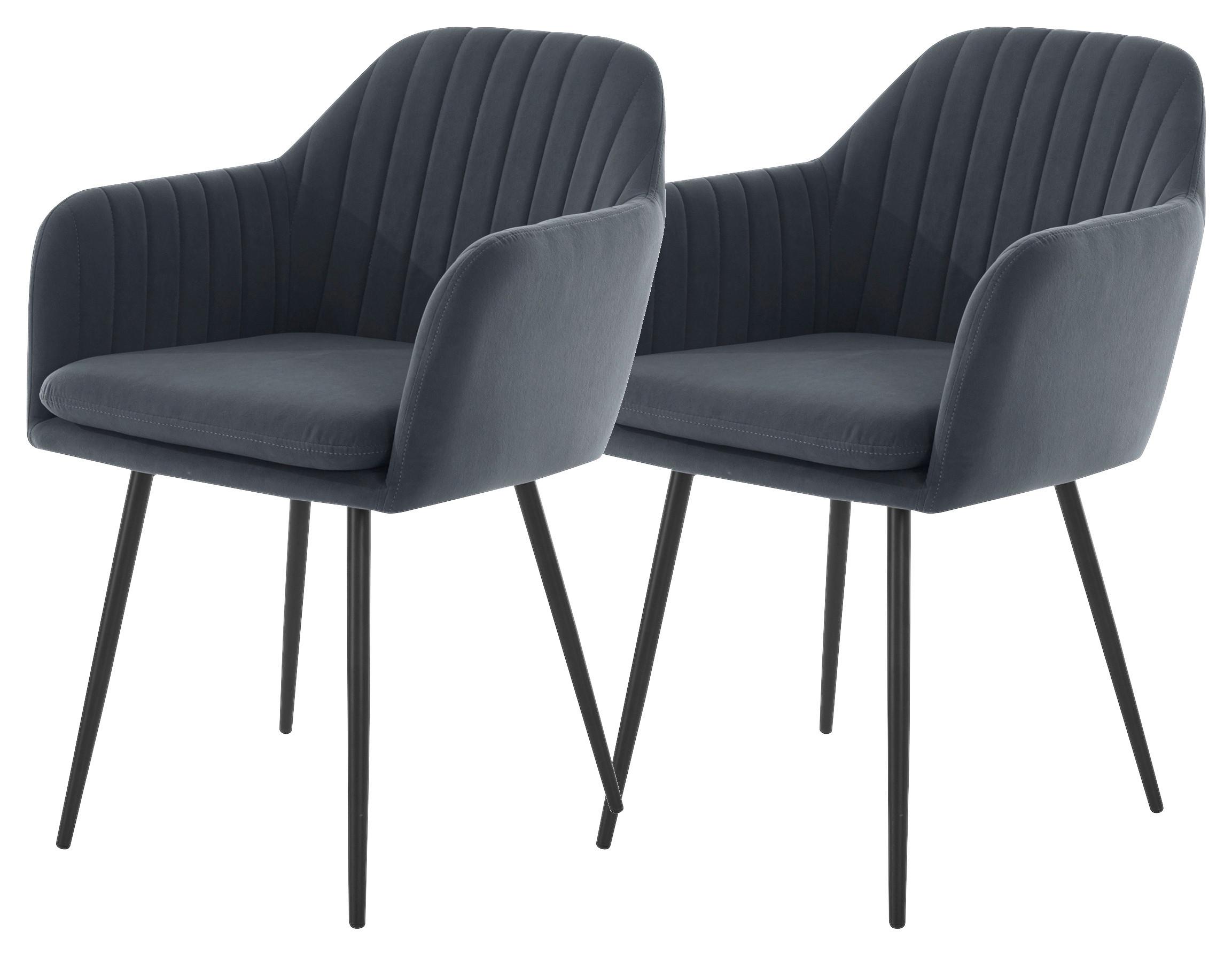 Wohnli Möbelsuche - Armlehnstuhl Mila 2er-Set Grau Samt