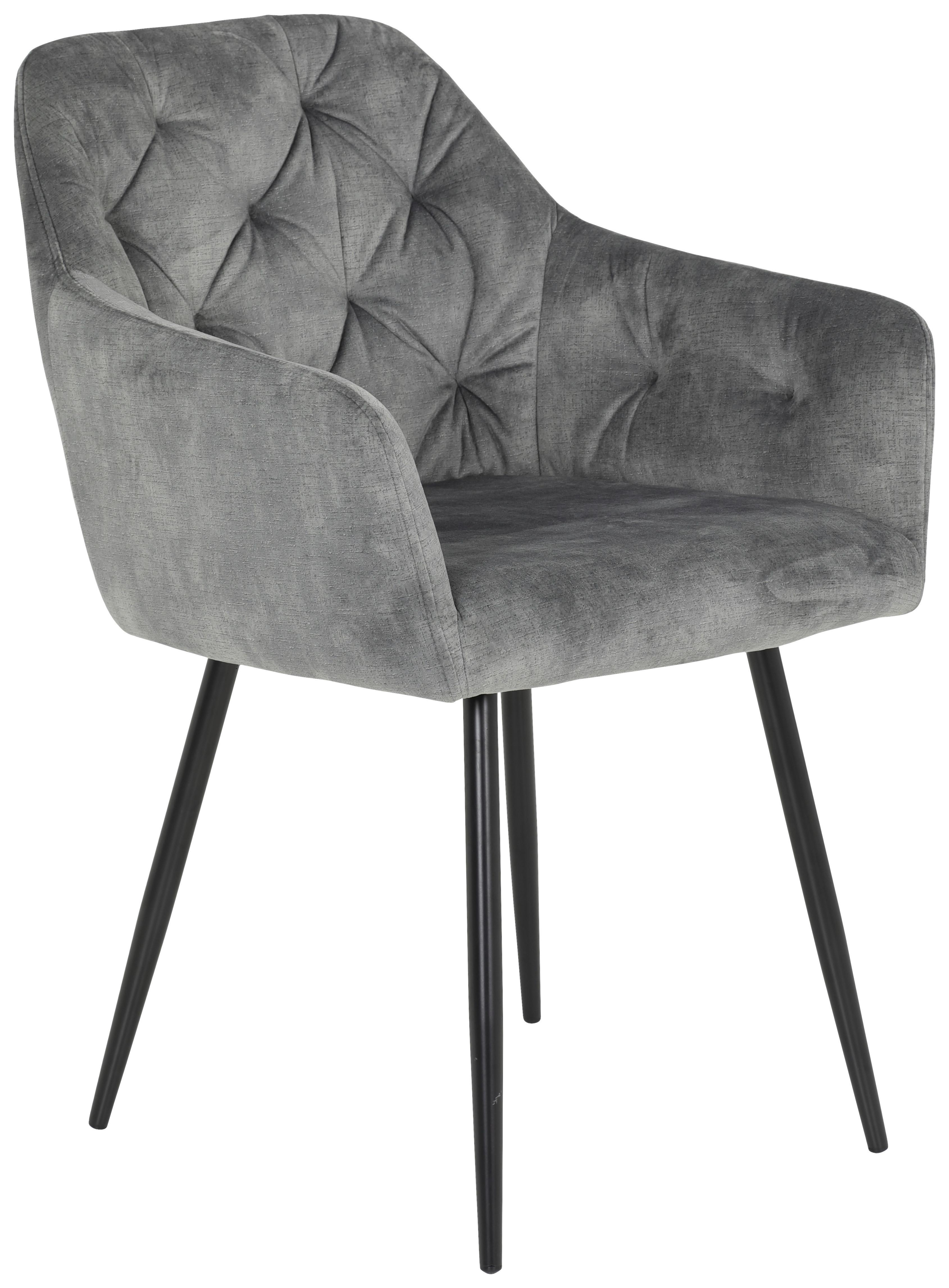 Wohnli Möbelsuche - Armlehnstuhl Tina 2er-Set Grau Samt