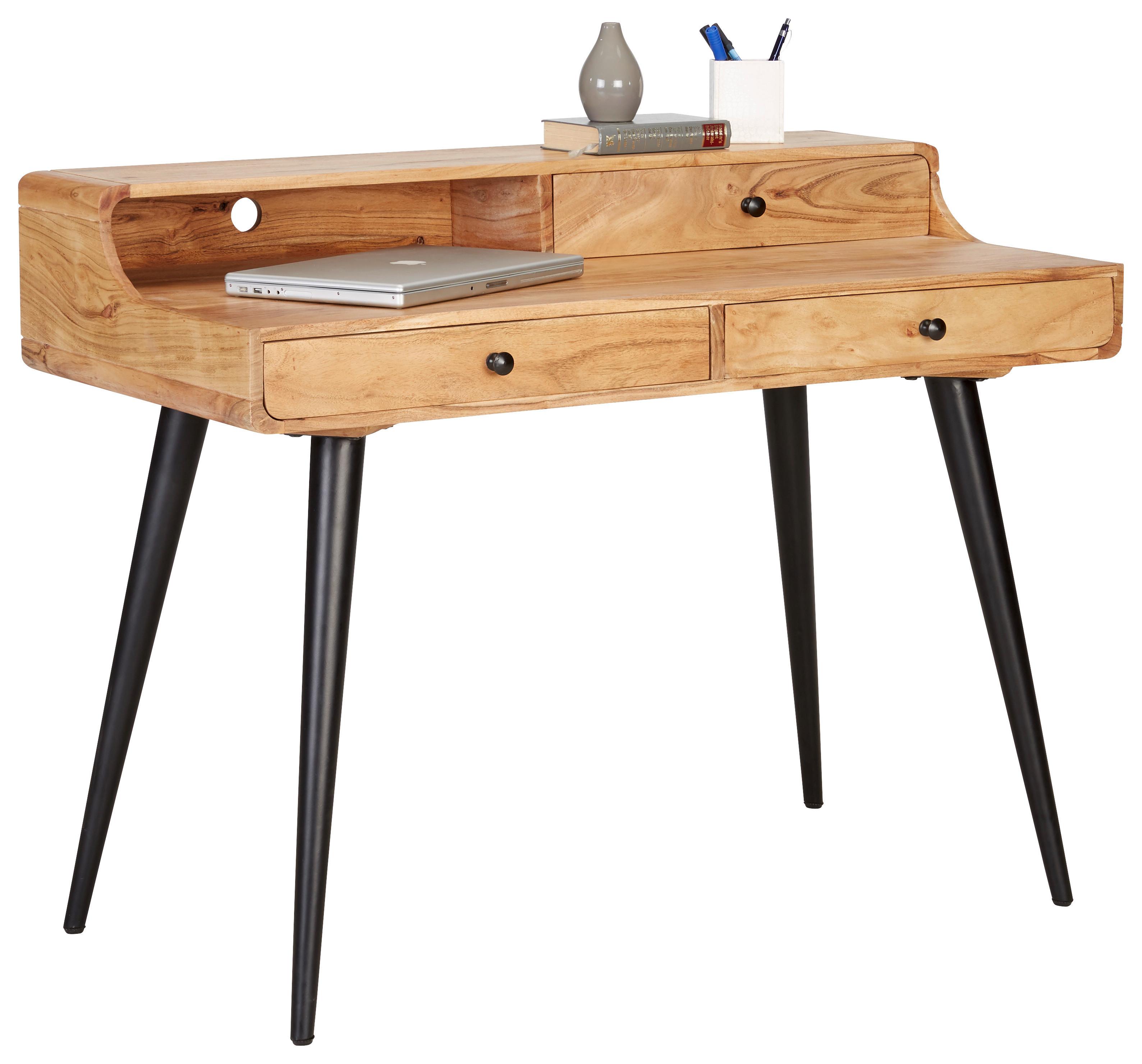 Schreibtisch aus Akazie Teilmassiv Holz, Metall Mömax Möbel > Tische > Schreibtische > Schreibtische Schwarz