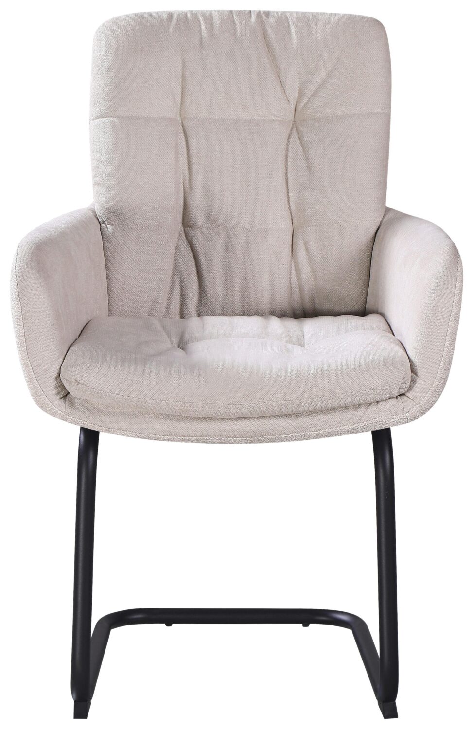 Armlehnstuhl Nova Beige/Schwarz Metall, Textil Premium Living Wohnzimmermöbel Beige