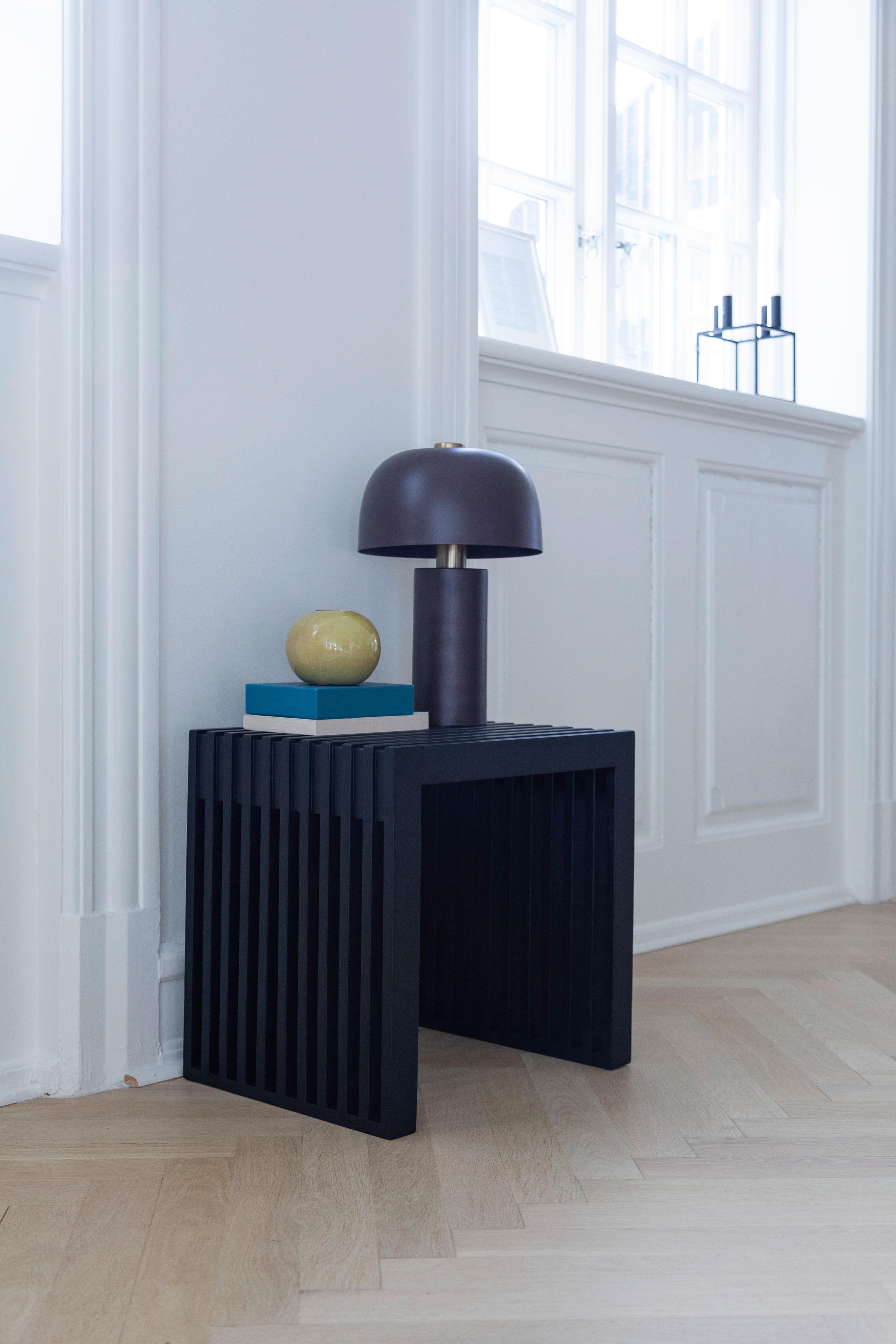 Hocker RIB ca. 45x43x35 cm Holz MID.YOU Wohnzimmermöbel Schwarz