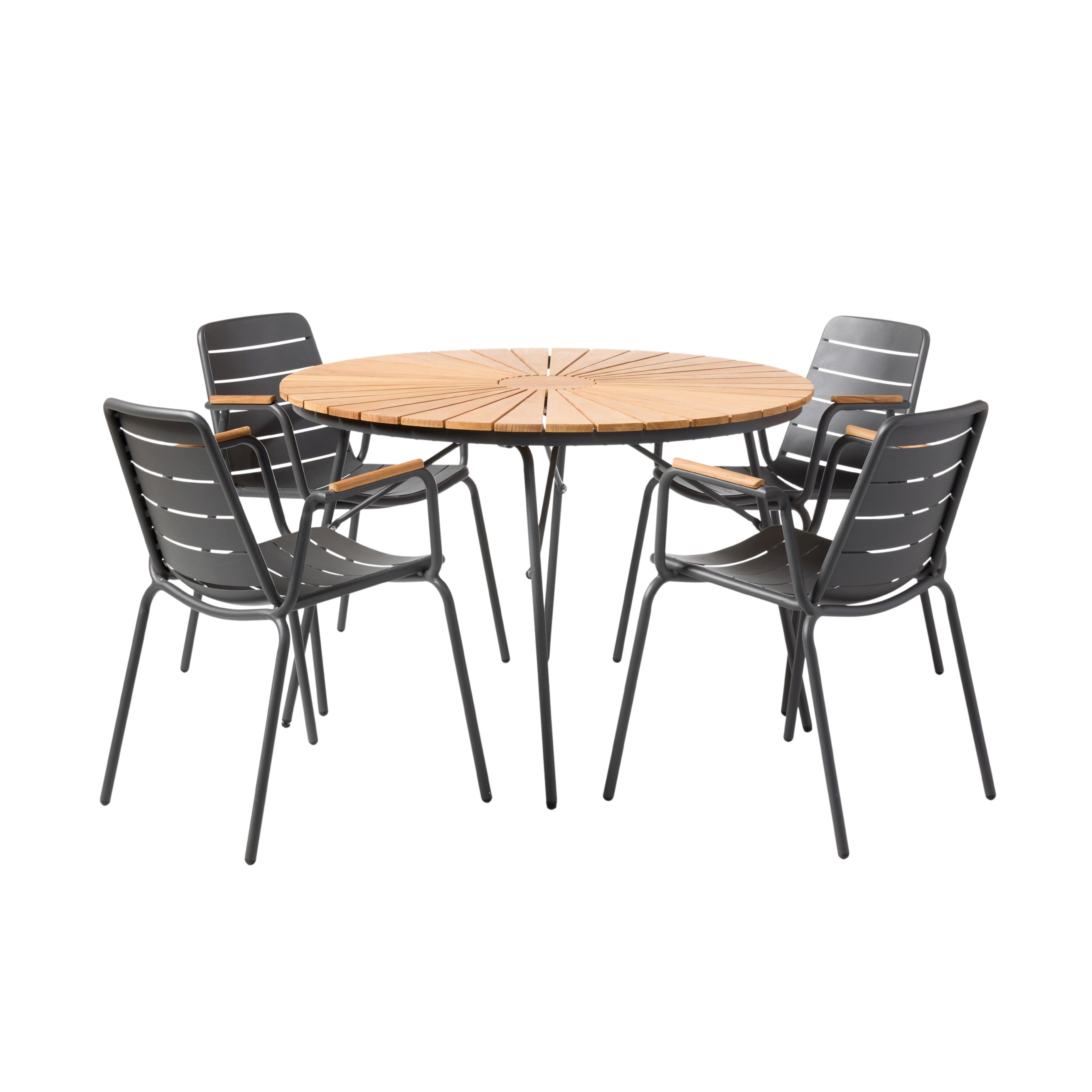 wohnli-moebel-suche-001685002104 Wohnli Möbelsuche - Gartentischgruppe Parc Anthrazit/Teak 5-tlg.