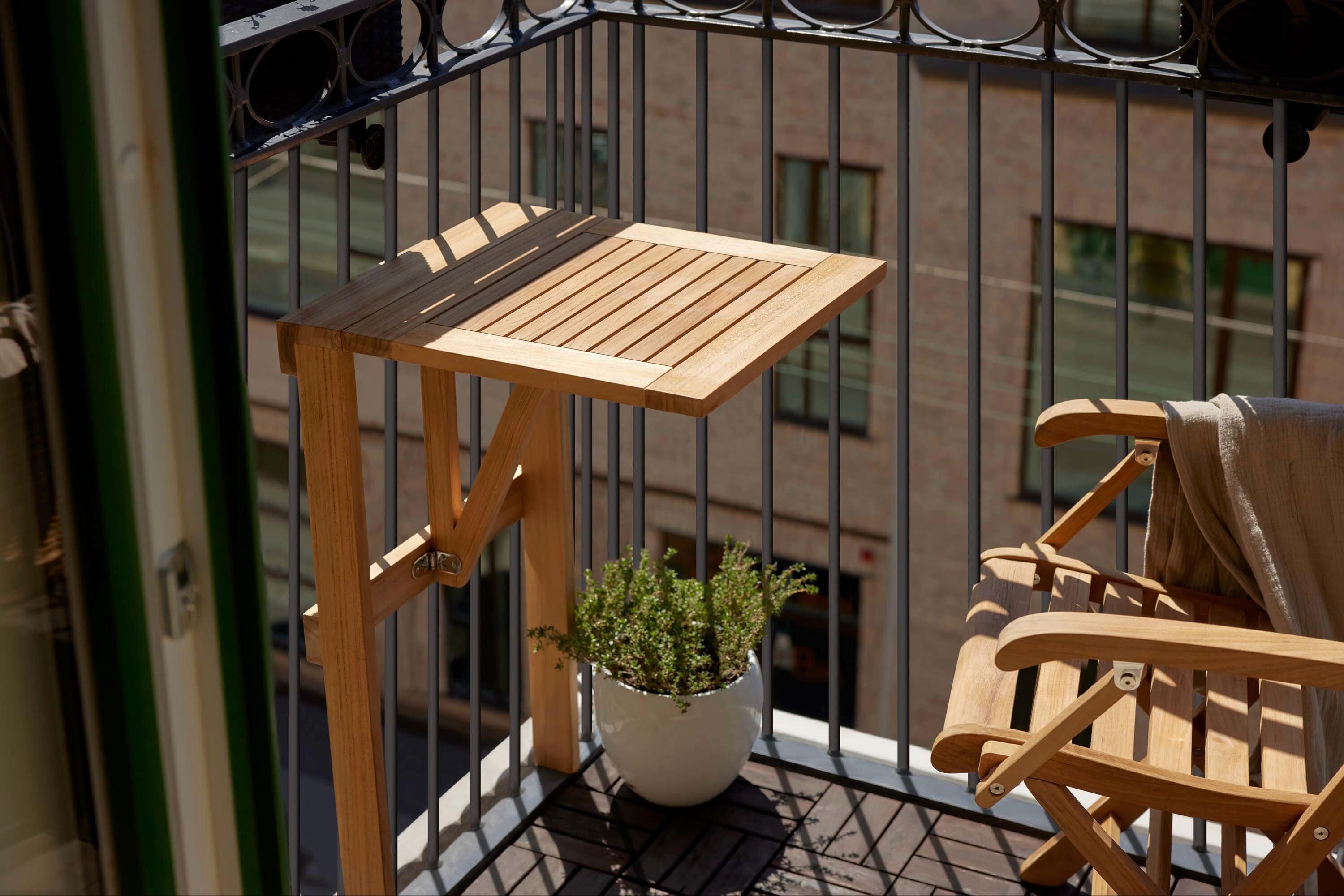 Balkonklapptisch aus Holz ca. 45x49 cm Teak massiv Holz Gardenson Garten & Outdoor > Gartenmöbel > Gartentische Braun