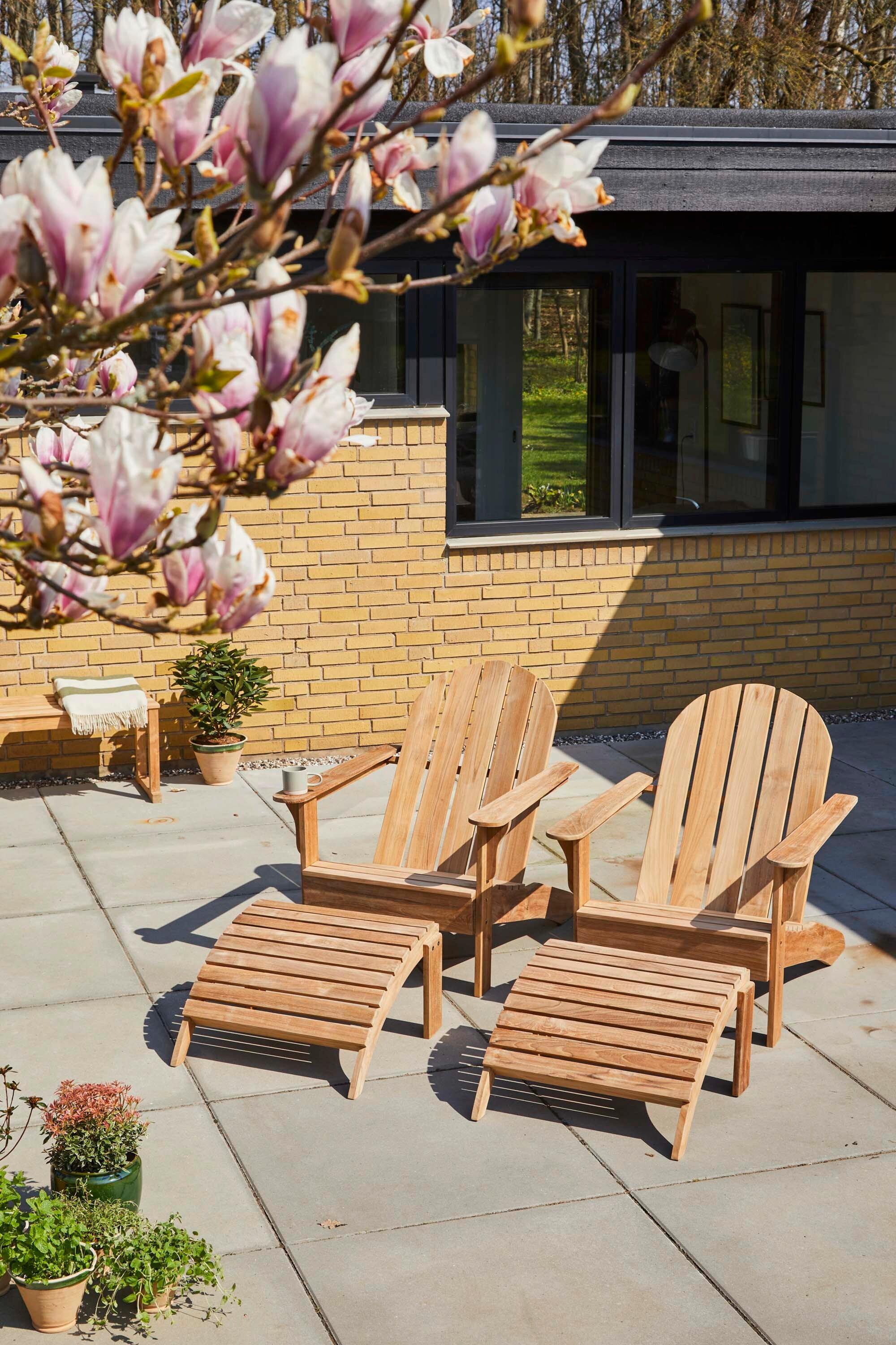 Gartenliege Adirondack Teak mit Hocker Holz Gardenson Garten & Outdoor > Gartenmöbel > Gartenliegen Braun