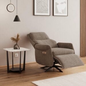 Elektrischer Relaxsessel Alice mit Liege- und Relaxfunktion Holz, Metall, Textil Bessagi Home Wohnzimmermöbel Braun