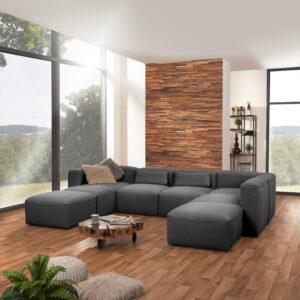 WOHNLANDSCHAFT LENA Textil Max Winzer Möbel > Sofas & Couches > Wohnlandschaften > Wohnlandschaften U-Form Anthrazit