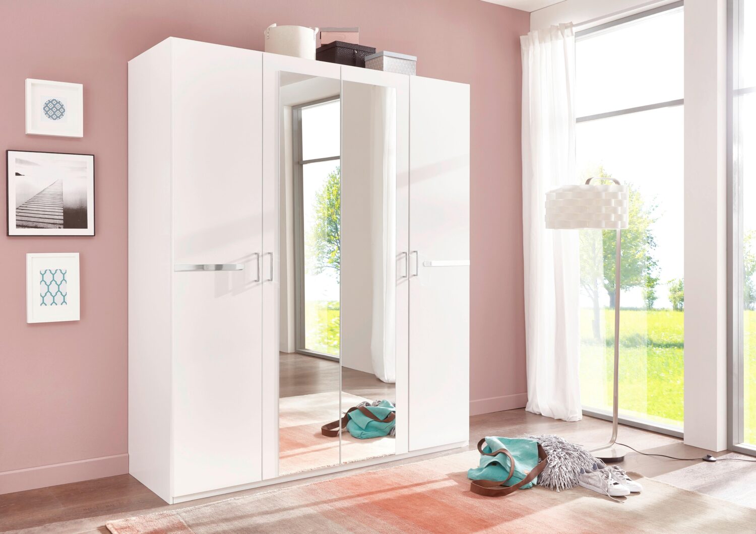 Drehtürenschrank Anna in Weiß Kunststoff Based Möbel > Schränke > Kleiderschränke > Drehtürenschränke Weiß