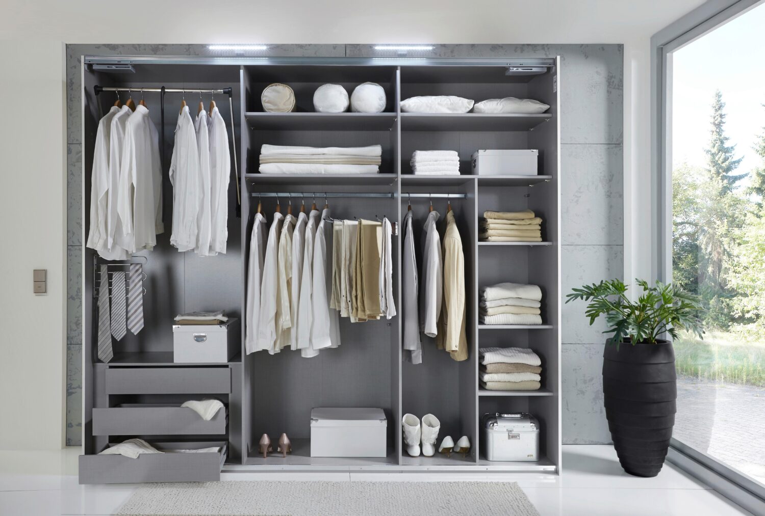 Schubkasteneinsatz in Grau 3 Laden Holz, Holzwerkstoff XXXL Möbel > Schränke Grau