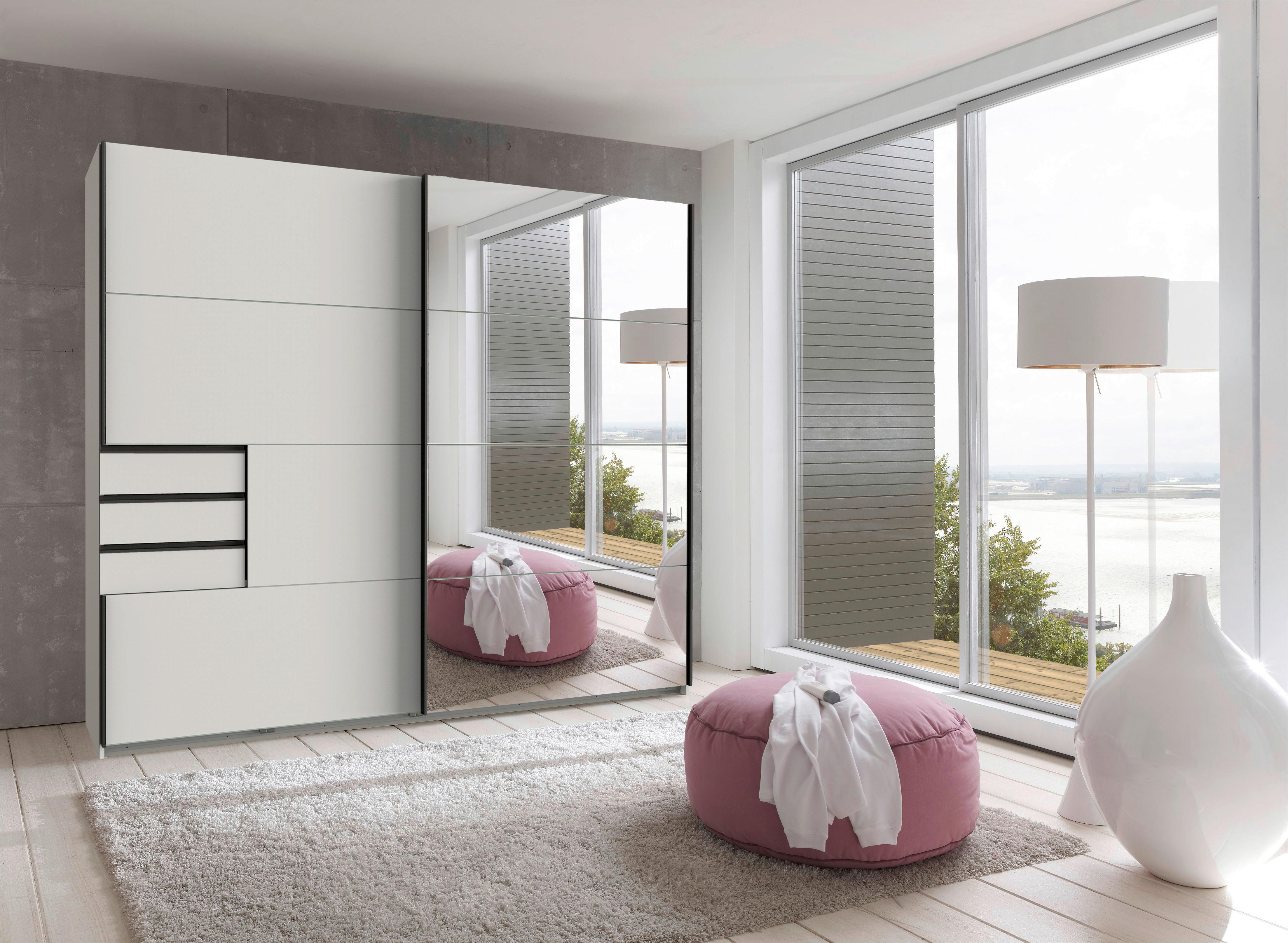 Schwebetürenschrank Saigon ca. 225x210 cm Weiß Holzwerkstoff P & B Möbel > Schränke > Kleiderschränke > Schwebetürenschränke Weiß