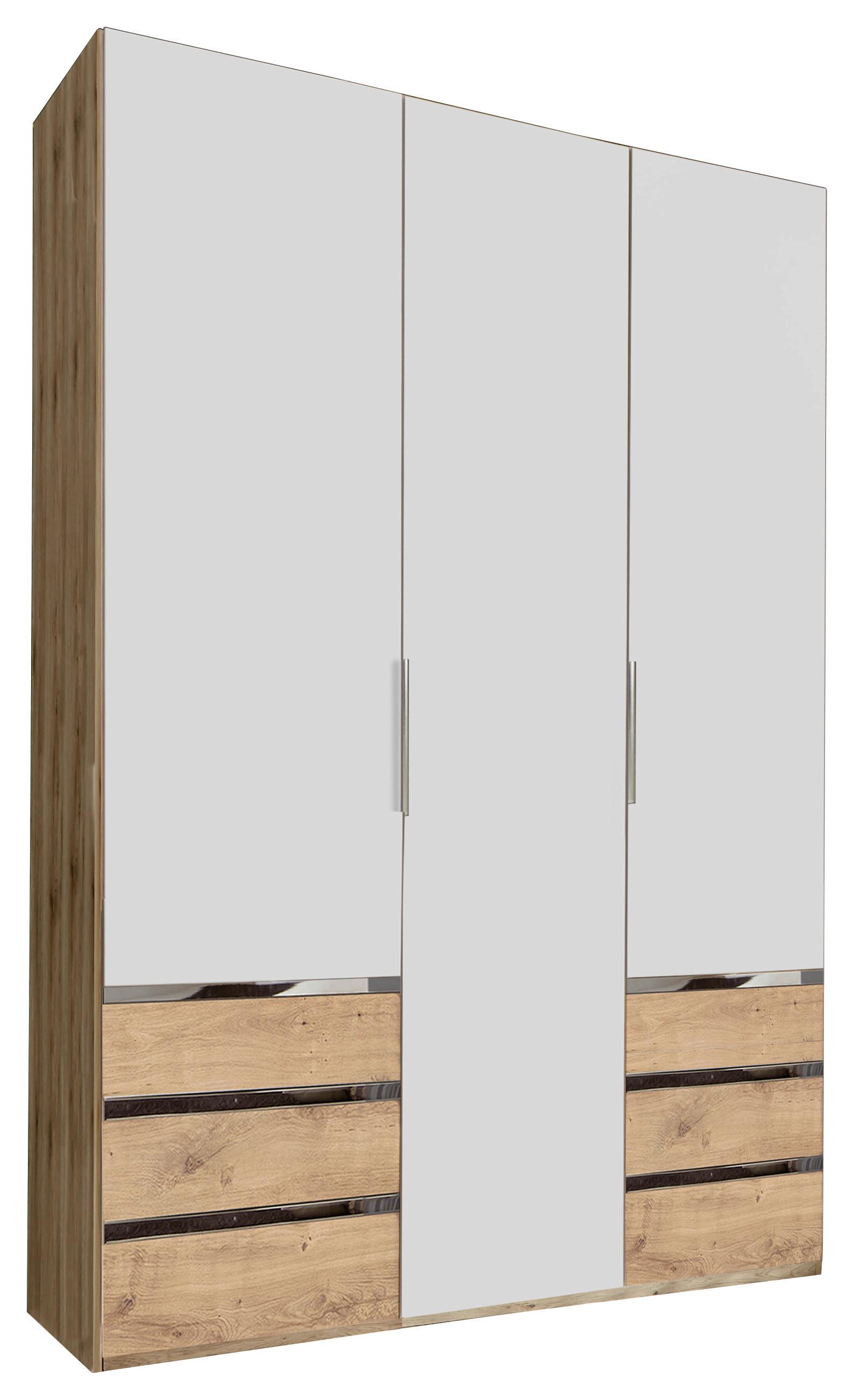 wohnli-moebel-suche-001787040704 Wohnli Möbelsuche - Drehtürenschrank Level 36A B: ca. 150 cm Weiß/Eiche Dekor