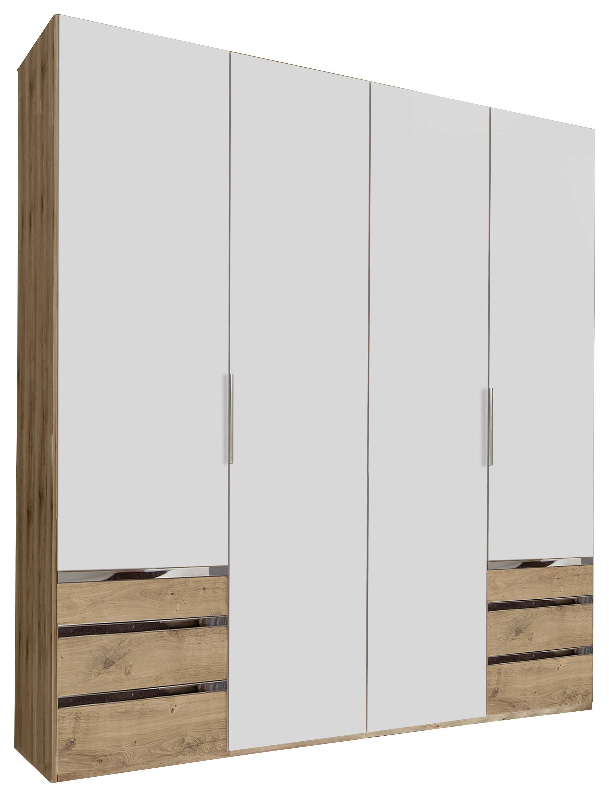 wohnli-moebel-suche-001787042504 Wohnli Möbelsuche - Drehtürenschrank Level 36A B: ca. 200 cm Weiß/Eiche Dekor