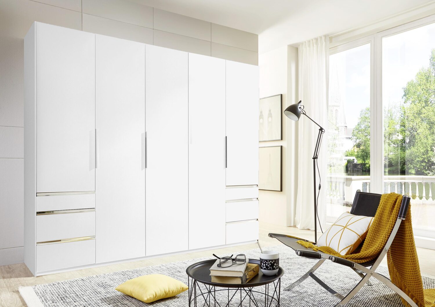 Drehtürenschrank Level 36A ca. 250x216x58 cm Alpinweiß Metall, Kunststoff MID.YOU Möbel > Schränke > Kleiderschränke > Drehtürenschränke Weiß