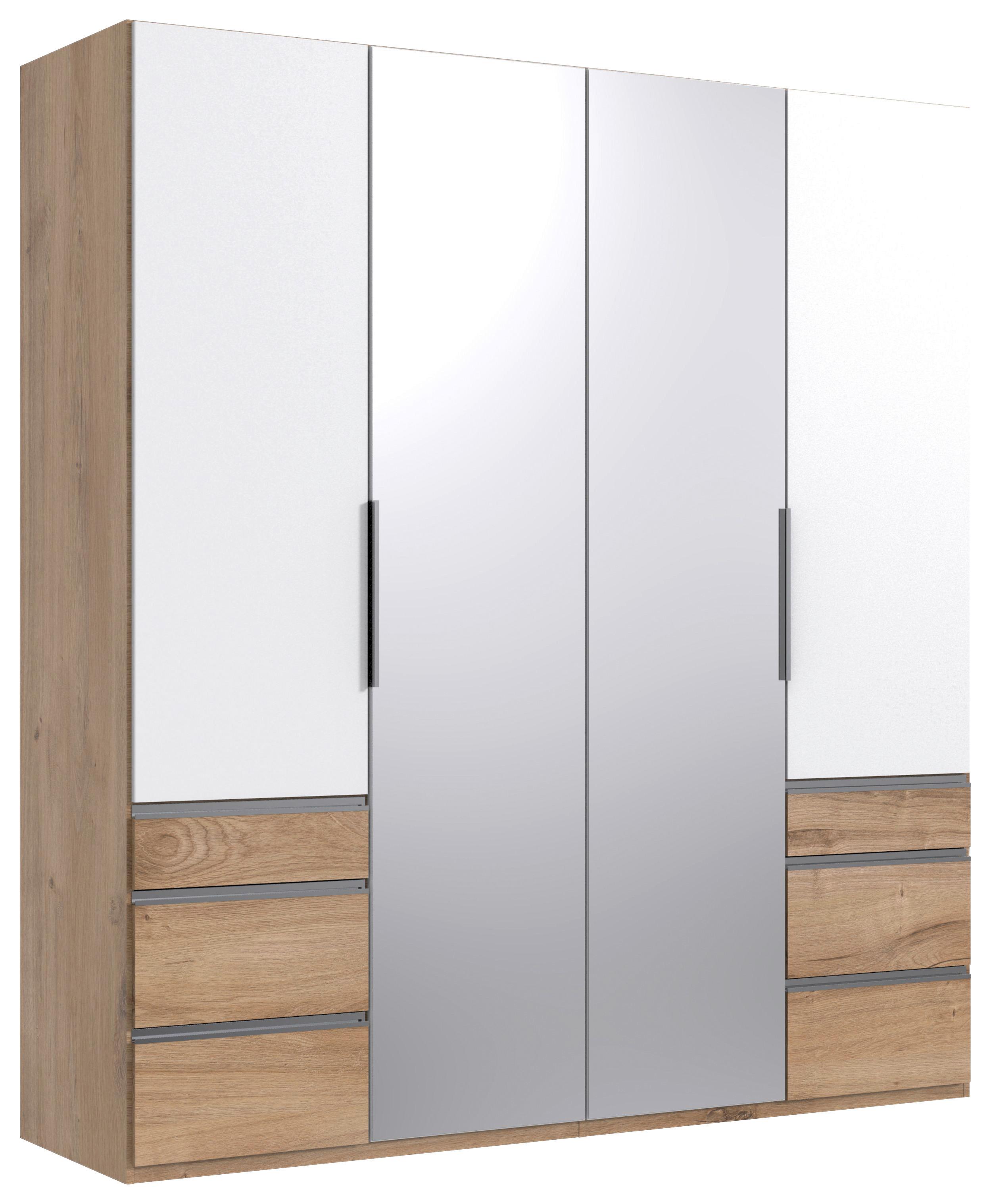 wohnli-moebel-suche-001787054604 Wohnli Möbelsuche - Drehtürenschrank Level 36A mit Spiegel ca. 200 cm Weiß/Eiche