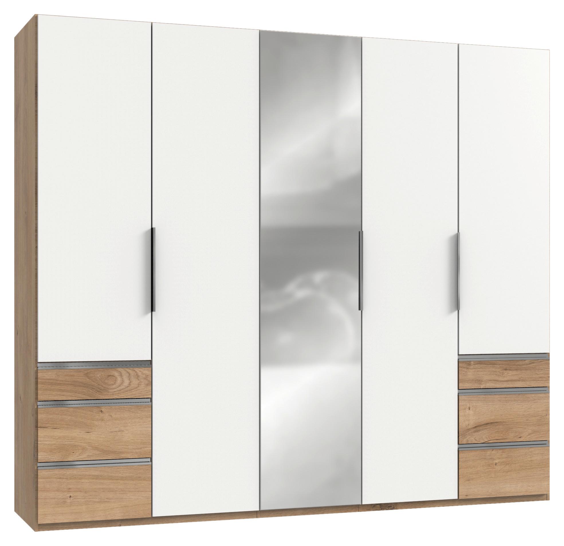 wohnli-moebel-suche-001787062504 Wohnli Möbelsuche - Drehtürenschrank Level 36A mit Spiegel ca. 250 cm Weiß/Eiche