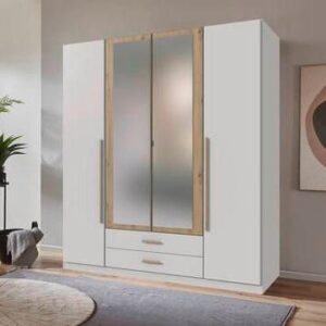 wohnli-moebel-suche-001787065807-1 Drehtürenschrank Marburg Eiche Artisan/Weiß Glas, Holzwerkstoff Mömax Möbel > Schränke > Kleiderschränke > Drehtürenschränke Weiß