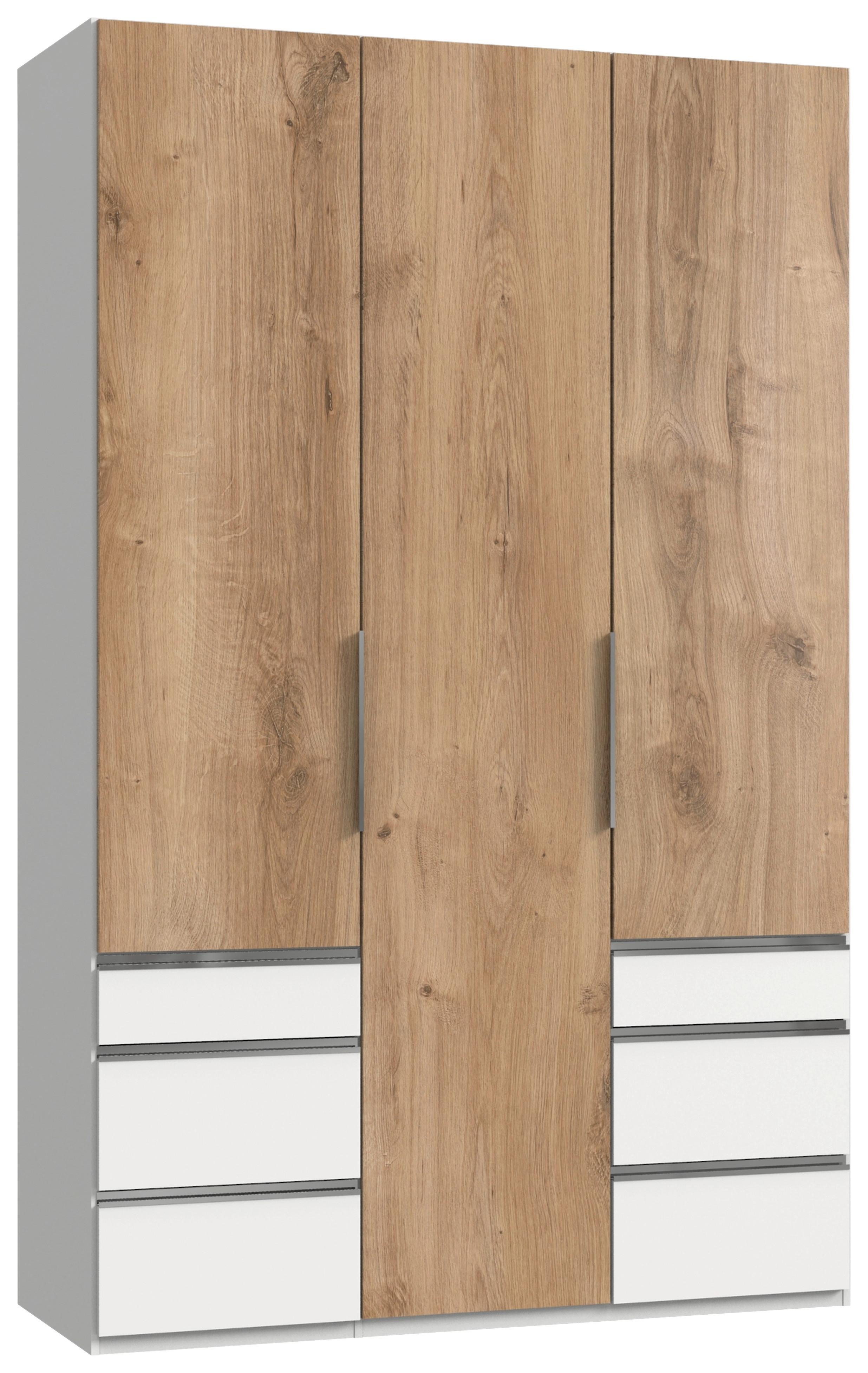 wohnli-moebel-suche-001787077805 Wohnli Möbelsuche - Drehtürenschrank mit Laden 150cm Level Weiß/Eiche Dekor