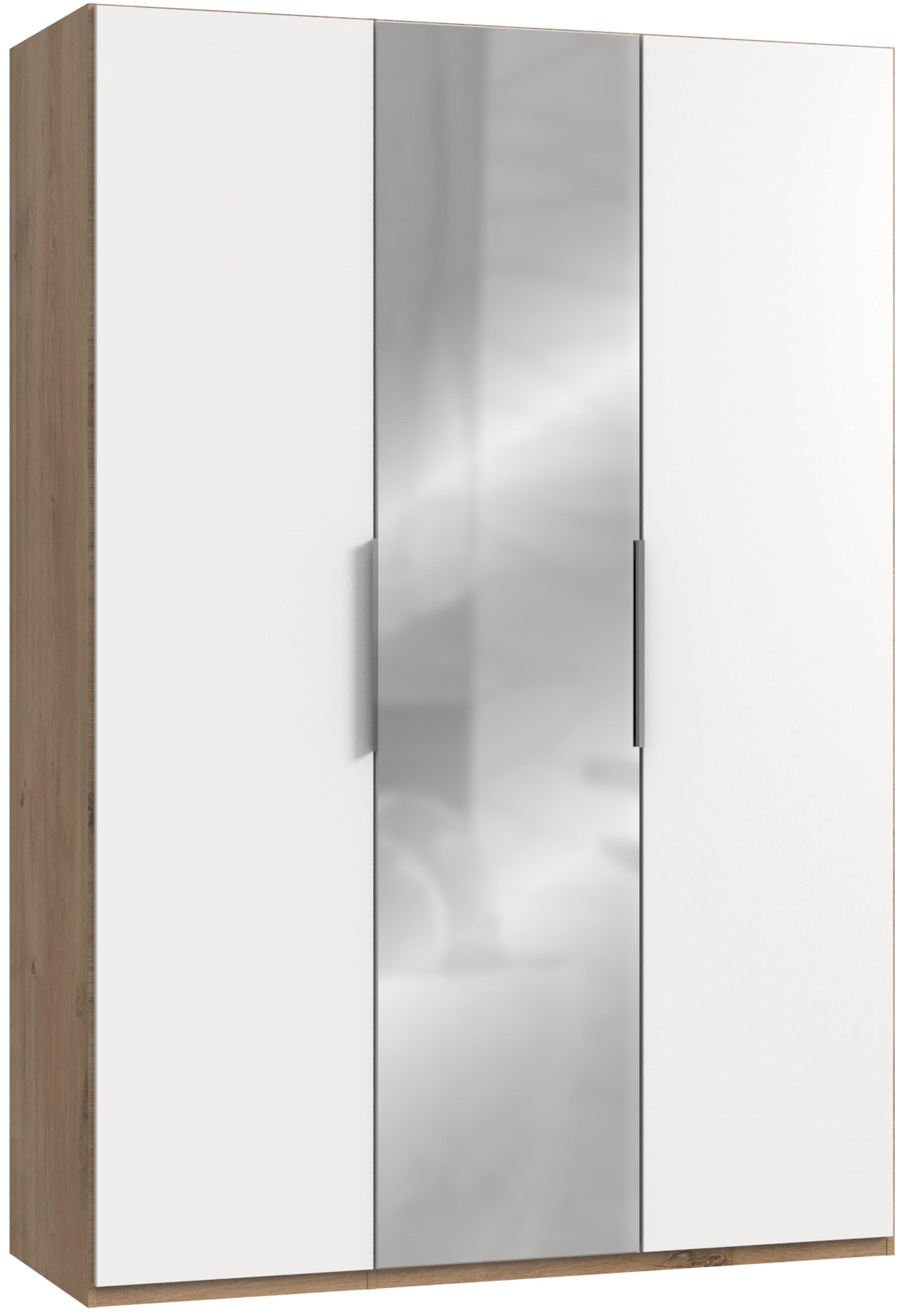 Wohnli Möbelsuche - Drehtürenschrank Level 36A mit Spiegel ca. 150 cm Weiß/Eiche