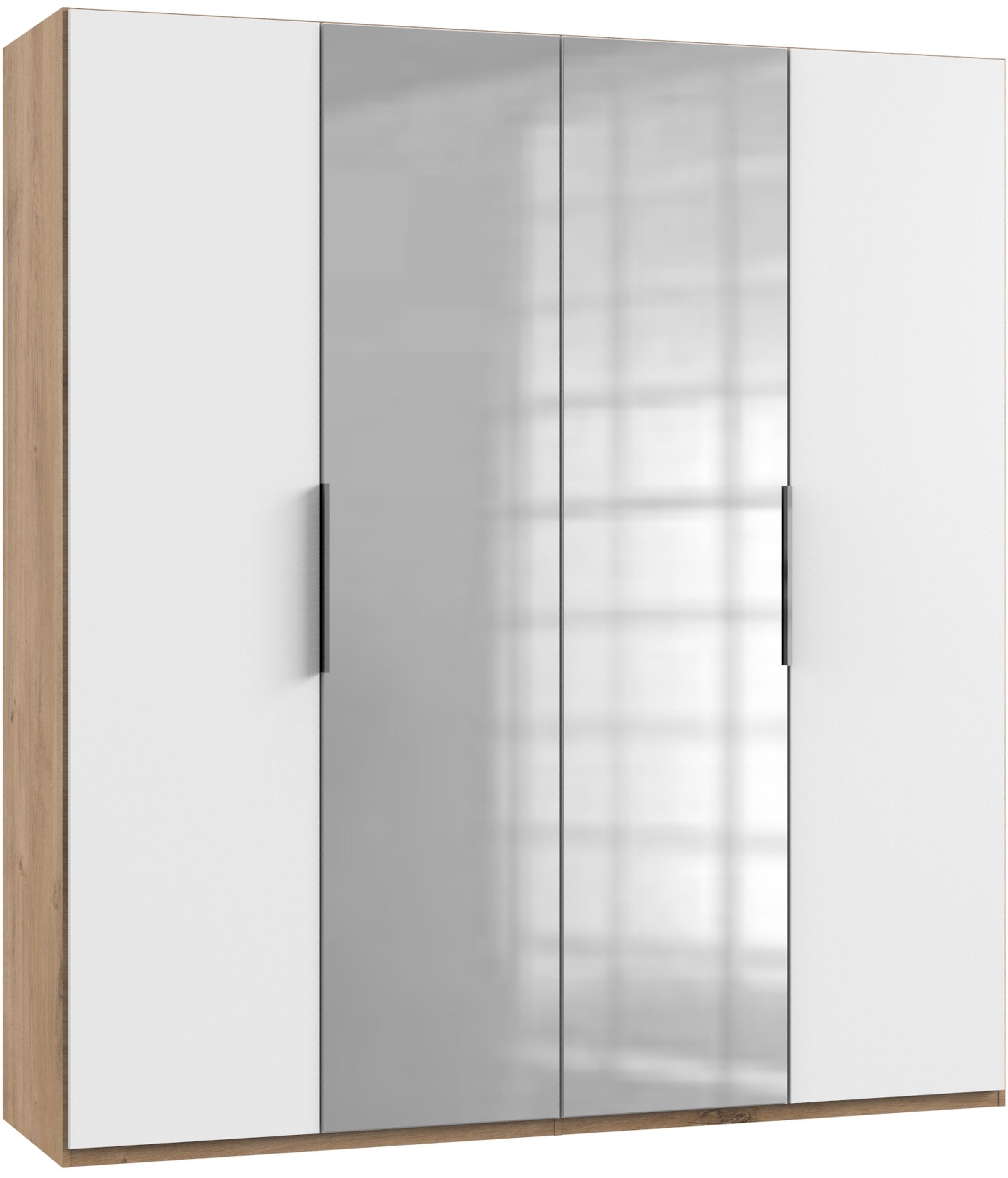 wohnli-moebel-suche-001787077853 Wohnli Möbelsuche - Drehtürenschrank Level 36A mit Spiegel ca. 200 cm Weiß/Eiche